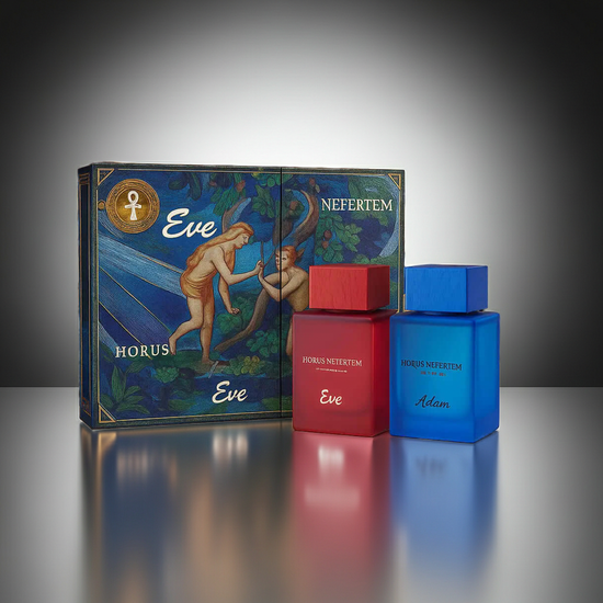 Horus Nefertem  Horus Nefertem Adam & Eve Parfüm Set 50+50 Ml Parfüm. Kıyafetlerde 24–48 saat, ciltte 12–24 saat etkilidir.
